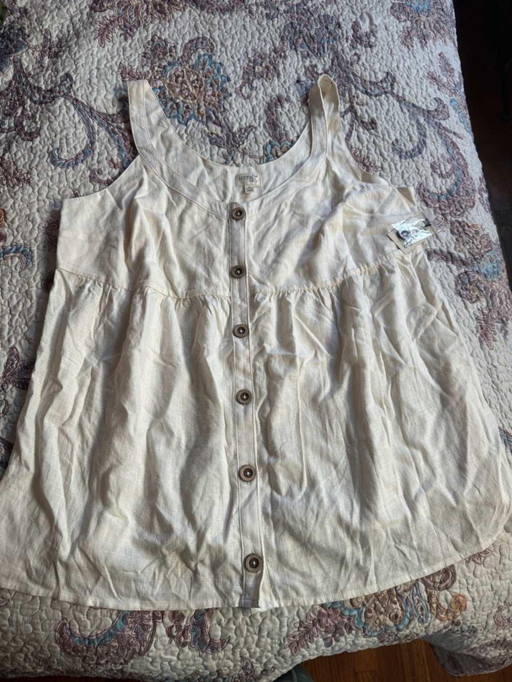 croft & barrow Cream Button-Front Camisole 1x